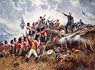 General Andrew Jackson standing on the parapet of his makeshift defenses as his troops repulse attac