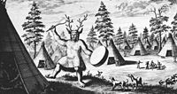 The earliest known depiction of a Siberian shaman, by the Dutch Nicolaes Witsen, 17th century. Witse